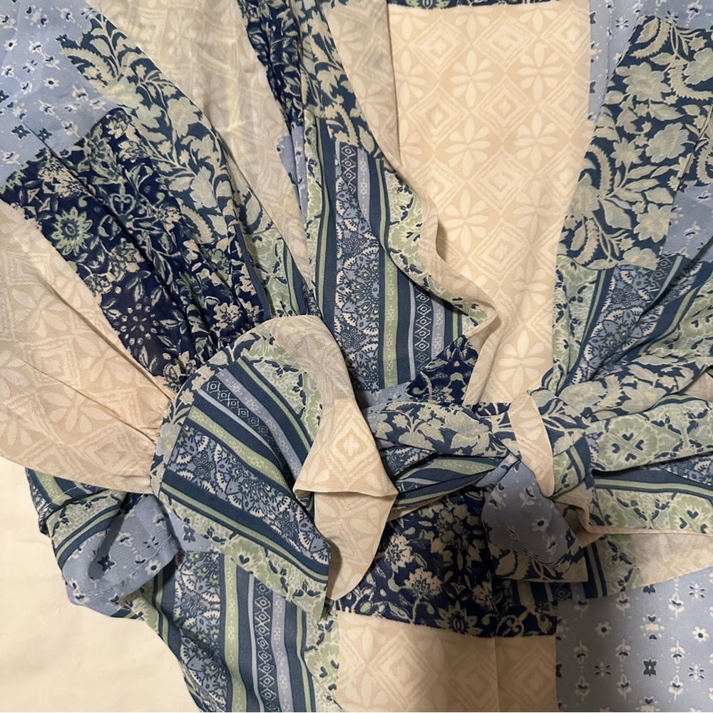 Women’s Blue Patchwork Button-Down Shirt - image 2